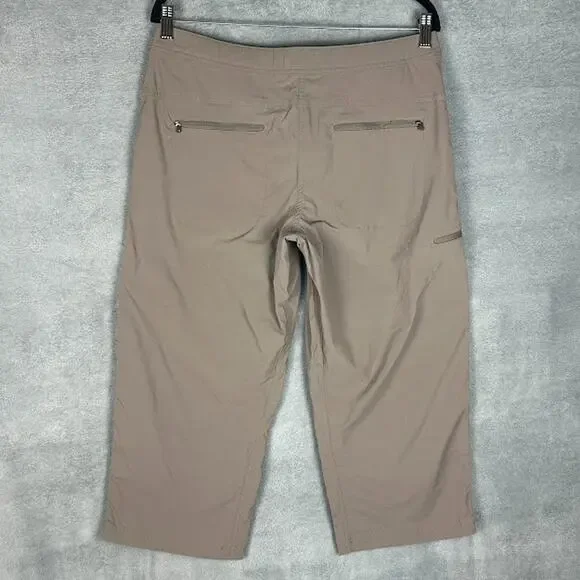 LL Bean Pants Women 10 Brown Comfort Trail Crop Stretch UPF Wicking Outdoor Hike - Picture 6 of 15